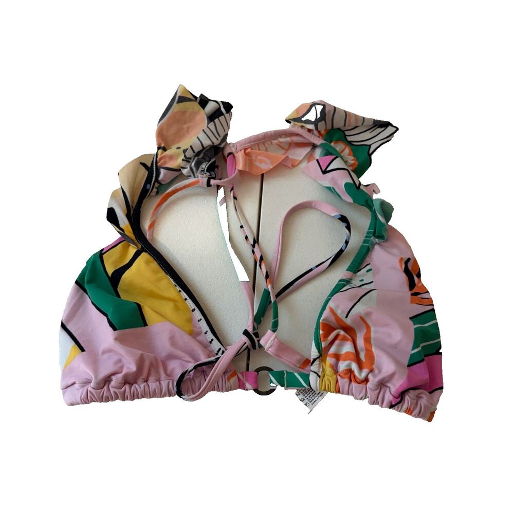 Maaji Swim Top Women's Medium Ruffle Bikini Floral Colorful Flutter